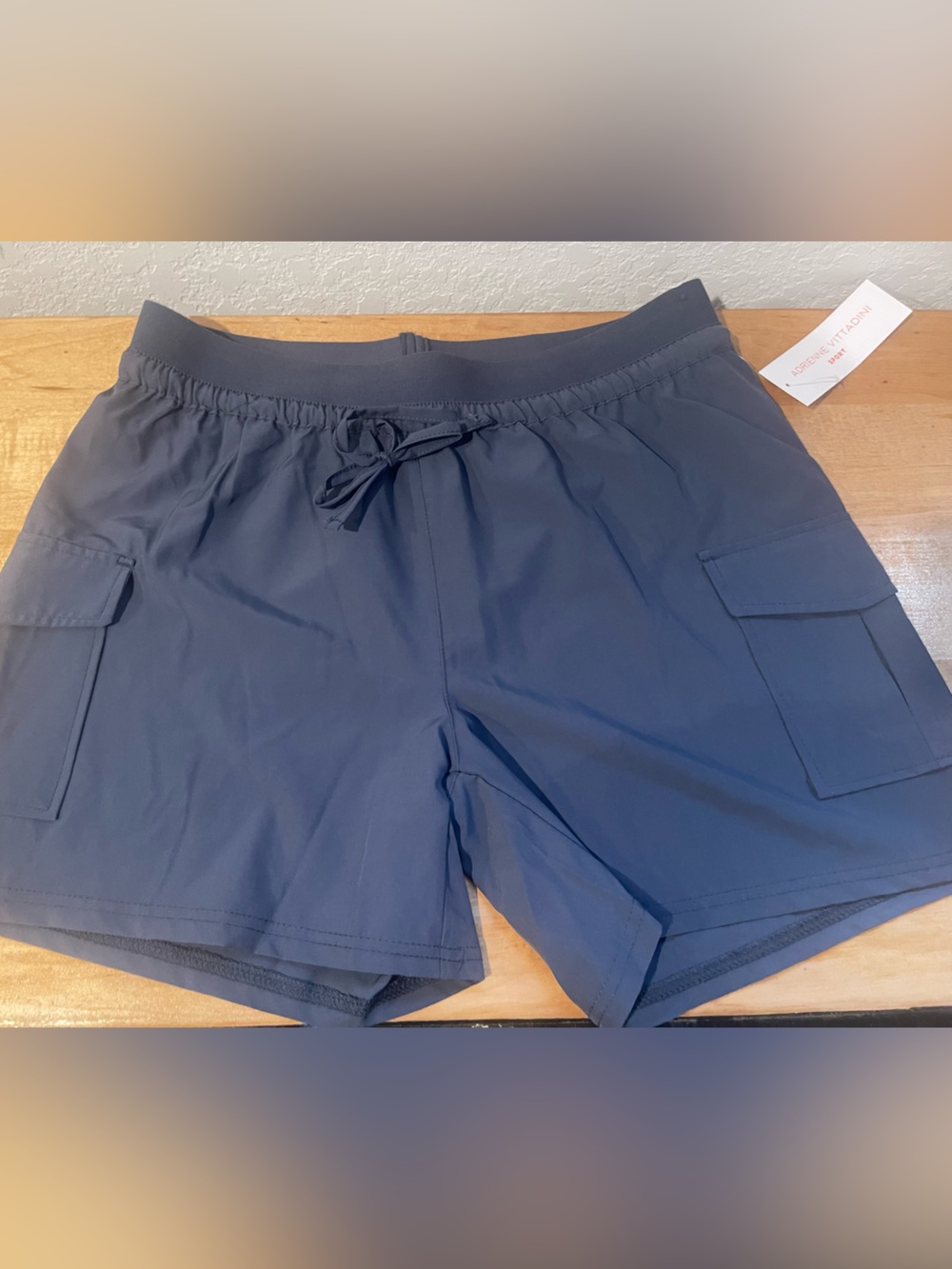 Adrienne Vittadini Navy Athletic Cargo Drawstring Shorts